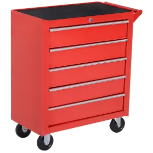 DURHAND Roller Tool Cabinet Stoarge Box 5 Drawers Garage Workshop Chest Red