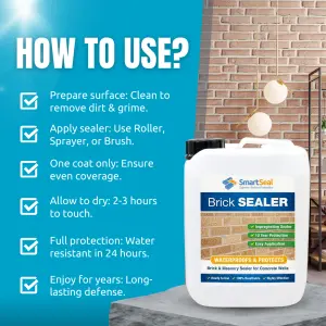 Brick Sealer and Waterproofer, (Smartseal), Water Proofer and Damp Proofer, Breathable, 10 Year Protection, 2 x 5L