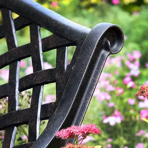 Lazy Susan Jasmine Garden Bench, 2 Seater Bench, Cast Aluminium Bench, 102cm Wide Metal Bench