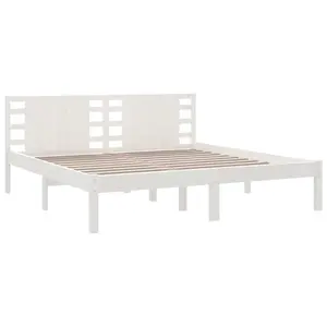 Berkfield Bed Frame White Solid Wood Pine 200x200 cm