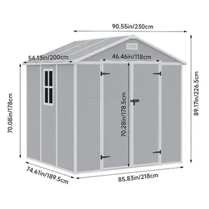 8x6ft Garden Durable Plastic Apex Roof Furniture Storage Tool Shed with lockable Door