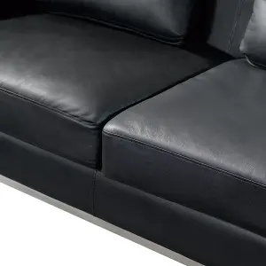 Left-Hand Corner Sofa OSLO Black Leather Left Hand