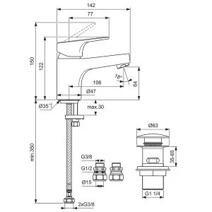 Ideal Standard Cerabase single lever mini basin mixer tap, BD454AA, chrome