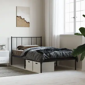 Berkfield Metal Bed Frame with Headboard Black 100x200 cm