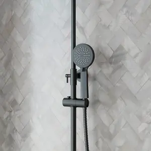 Middleton Black Round Rigid Riser Shower