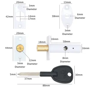 EAI - Rack Bolt - 61mm / 28mm Backset - White Coated