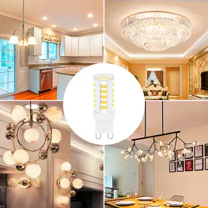 WOWLED 6X G9 LED Bulbs, 4W Equivalent to 30W Halogen Bulbs, Warm White 3000K, 360 Degree Beam Angle for Chandelier Home Lighting