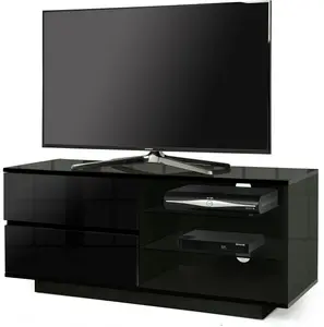 Centurion Supports Gallus Gloss Black with 2-Black Drawers and 2 Shelves up to 55"LED, LCD, Plasma Cabinet TV Stand