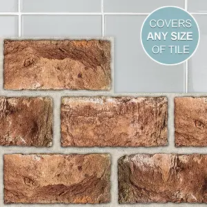 Stick and Go Self Adhesive Stick On Tiles Urban Brick 8" x 4" Box of 8 Apply over any tile, or directly on to the wall