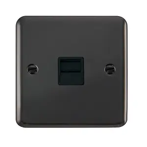 Curved Black Nickel Master Telephone Single Socket - Black Trim - SE Home