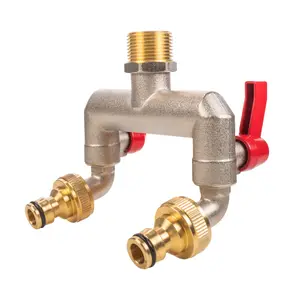 outdoor garden metal tap splitter/manifold,universal hose connectors,1/2" bsp inlet thread(21mm across)