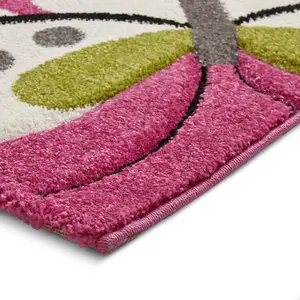 Kids Pink Modern Animal Graphics Pictorial Rug For Dining Room Bedroom & Living Room-80cm X 150cm