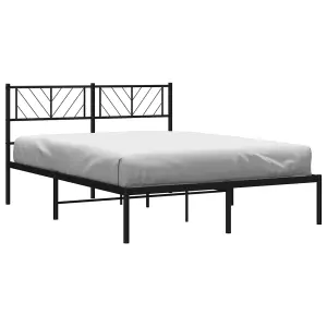 Berkfield Metal Bed Frame with Headboard Black 135x190 cm