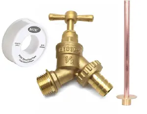 Garden Outside Tap Kit / Brass Straight Through The Wall Kit