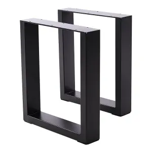 2 Pcs Industrial Black Rectangular Iron Table Legs, 70cm Width & 71cm Height for Furnitures