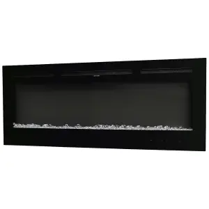 Black Electric Fire Wall Mounted or Recessed Fireplace Heater 12 Flame Colors Adjustable with Remote Control 70 Inch