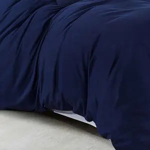 Marnisha Polyester Solid Colour Duvet Cover Set with Pillowcases Navy / Single - 1 Standard Pillowcase