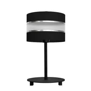 Luminosa Helen Table Lamp With Round Shade Black, Silver 20cm