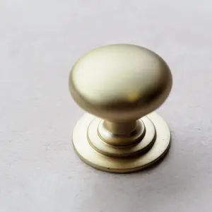 42mm Brushed Brass Cabinet Knob Gold Kitchen Cupboard Door Drawer Pull Handle Bathroom Bedroom Furniture Replacement