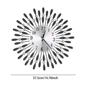 Wall Clocks Silent Large Crystal Drop Shape  Battery Operated for Home Dia 375mm