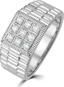 Mens Lab Diamond Design Ring 0.25Ct H/Si In Sterling Silver