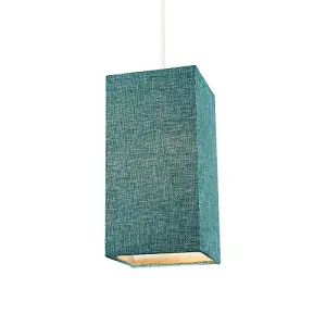 Modern and Stylish Textured Teal Linen Fabric Tall Rectangular 25cm Lampshade