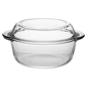 PASABAHCE 1.5 Litre Casserole Round Glass Oven Dish Lid Bakeware Microwave Safe