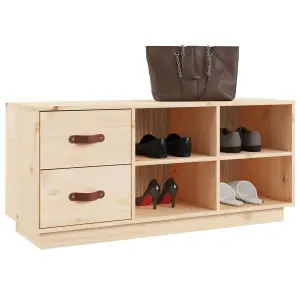 Berkfield Shoe Bench 100x34x45 cm Solid Wood Pine