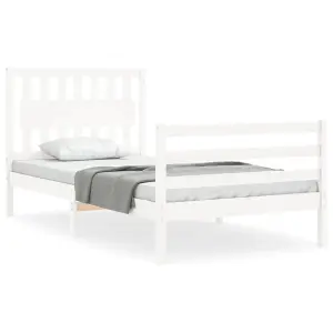 Berkfield Bed Frame with Headboard White 100x200 cm Solid Wood