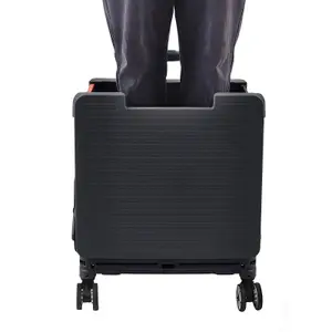 Black Collapsible Rolling Protable Crate with Magnetic Lid and Adjustable Handle 45cm H