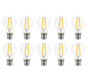 100w Equivalent LED Traditional Looking Filament Light Bulb A60 GLS B22 Bayonet 6.6w LED - Warm White - Pack of 10