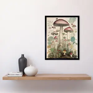 Alely Mushroom Fungi Botanical Vintage - Single Picture Frame Print