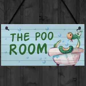 Funny Toilet Sign THE POO ROOM Rude Bathroom Sign Nautical Theme Decor