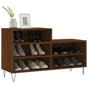 Berkfield Shoe Cabinet Brown Oak 102x36x60 cm Engineered Wood