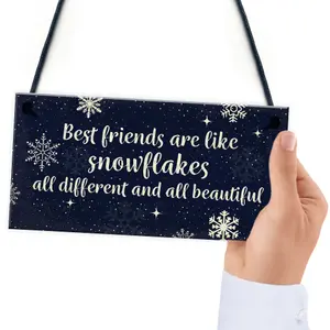 Red Ocean BEST FRIEND Ornament Friend Christmas Gift Hanging Plaque Friendship Women Girls Sign Keepsake