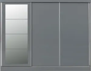 Nevada 3 Door Sliding Wardrobe in Grey Gloss Finish