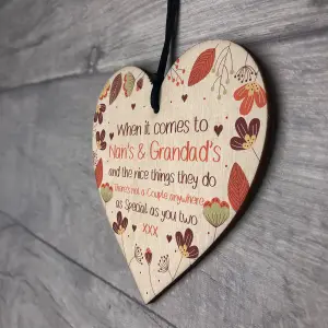 Nan And Grandad Gift For Birthday Christmas Wooden Heart Grandchildren Gift