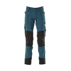 Mascot Advanced Stretch Trousers with Kneepad Pockets - Dark Petroleum   (29.5) (Leg Length - Short)