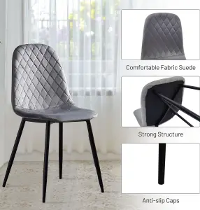 Alivio 4x Velvet Dining Chairs Fabric Upholstered Seat with Metal Legs Home Kitchen Counter Chairs  Set of 4 - Grey