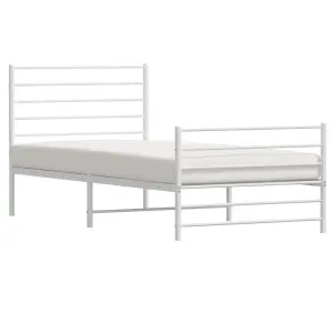 Berkfield Metal Bed Frame with Headboard and Footboard White 100x190 cm