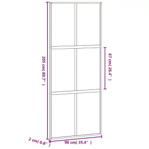 Berkfield Sliding Door Black 90x205 cm Tempered Glass and Aluminium