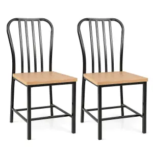 Costway Set of 2 Dining Chair Armless Spindle Back Kitchen Chairs W/ Ergonomic Seat