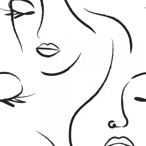 Belle Line Art Wallpaper In Monochrome