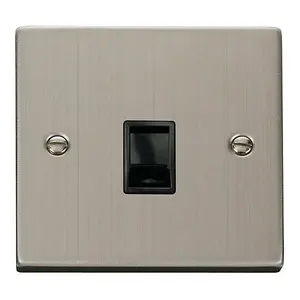 Stainless Steel Rj11 Socket - Black Trim - SE Home