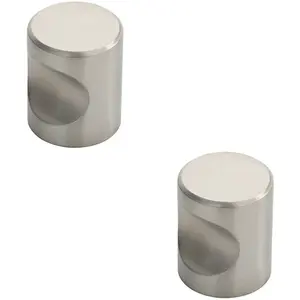 2x Cylindrical Cupboard Door Knob 25mm Diameter Stainless Steel Cabinet Handle