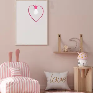 Milagro Amore Hot Pink Ceiling Lamp 1XE27 Hand Made Pendant With The Heart Shape Enveloping The Light Source