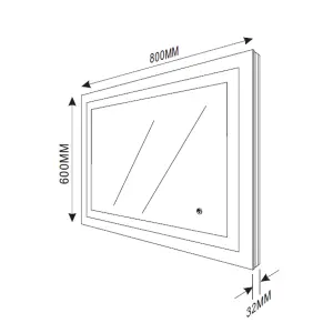 Luca LED Illuminated Backlit Bathroom Mirror with White and Blue Light (H)600mm (W)800mm