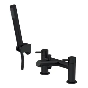 Round Minimalist Bath Shower Mixer Tap with Shower Kit - Matt Black - Balterley