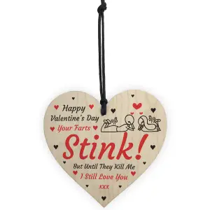 Funny Happy Valentines Day Gift For Boyfriend Girlfriend Husband Wife Wood Heart