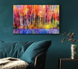 Abstract Forest Colour Strokes Canvas Print Wall Art - Medium 20 x 32 Inches